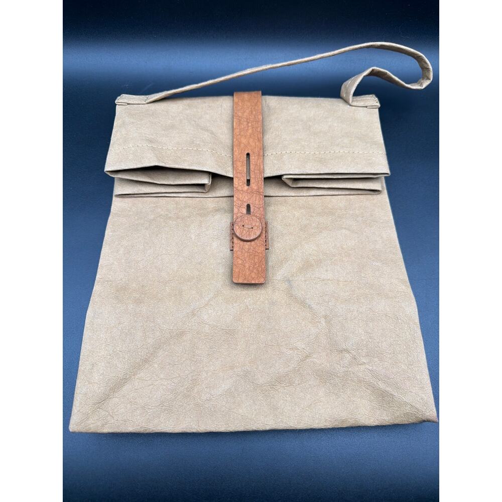 Trader Joe's Washable Paper Lunch Bag Reusable Tan Brown Tote